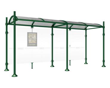 Wartehalle Province City Farbe:RAL 6005|Länge:5000 mm|Struktur:Ohne Seitenverkleidungen