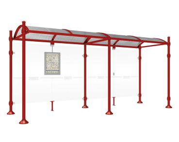 Wartehalle Province Agora Farbe:RAL 3004|Länge:5000 mm|Struktur:Ohne Seitenverkleidungen