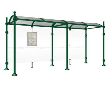 Wartehalle Province Kugel Farbe:RAL 6005|Länge:5000 mm|Struktur:Ohne Seitenverkleidung