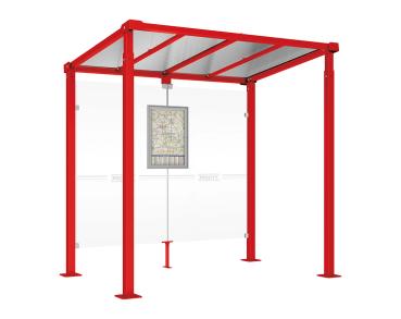 Wartehalle Milano Farbe:RAL 3020|Länge:Länge 2500 mm|Struktur:Ohne Verkleidungen