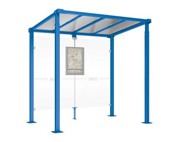 Wartehalle Milano Farbe:RAL 5010|Länge:Länge 2500 mm|Struktur:Ohne Verkleidungen