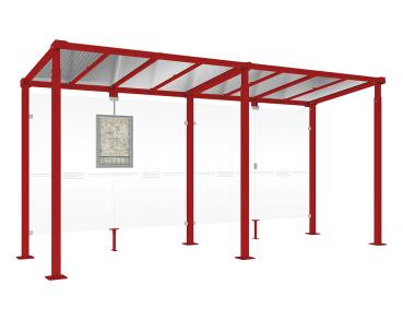 Wartehalle Milano Farbe:RAL 3004|Länge:Länge 5000 mm|Struktur:Ohne Verkleidungen
