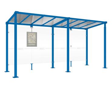 Wartehalle Milano Farbe:RAL 5010|Länge:Länge 5000 mm|Struktur:Ohne Verkleidungen