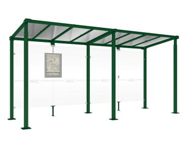 Wartehalle Milano Farbe:RAL 6005|Länge:Länge 5000 mm|Struktur:Ohne Verkleidungen
