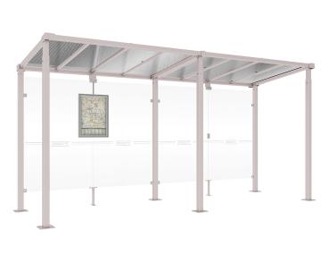 Wartehalle Milano Farbe:RAL 7044|Länge:Länge 5000 mm|Struktur:Ohne Verkleidungen