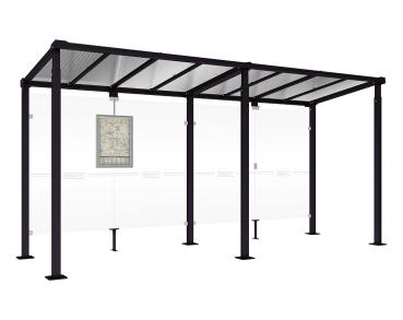 Wartehalle Milano Farbe:RAL 9005|Länge:Länge 5000 mm|Struktur:Ohne Verkleidungen