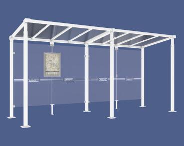 Wartehalle Milano Farbe:RAL 9010|Länge:Länge 5000 mm|Struktur:Ohne Verkleidungen