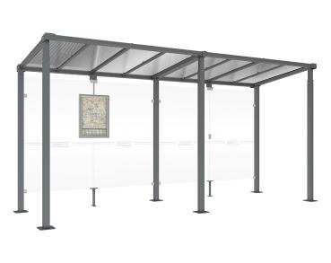 Wartehalle Milano Farbe:Procity grau|Länge:Länge 5000 mm|Struktur:Ohne Verkleidungen