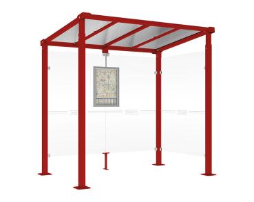 Wartehalle Milano Farbe:RAL 3004|Länge:Länge 2500 mm|Struktur:1 Seitenverkleidung