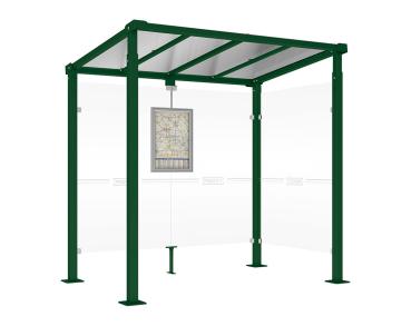 Wartehalle Milano Farbe:RAL 6005|Länge:Länge 2500 mm|Struktur:1 Seitenverkleidung