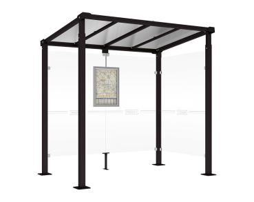 Wartehalle Milano Farbe:RAL 9005|Länge:Länge 2500 mm|Struktur:1 Seitenverkleidung