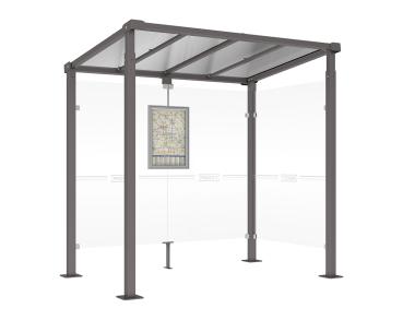Wartehalle Milano Farbe:Procity grau|Länge:Länge 2500 mm|Struktur:1 Seitenverkleidung