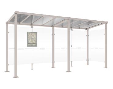 Wartehalle Milano Farbe:RAL 7044|Länge:Länge 5000 mm|Struktur:1 Seitenverkleidung