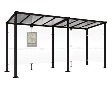 Wartehalle Milano Farbe:RAL 9005|Länge:Länge 5000 mm|Struktur:1 Seitenverkleidung