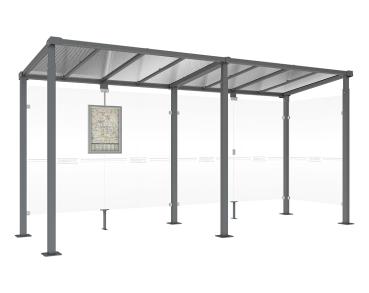 Wartehalle Milano Farbe:Procity grau|Länge:Länge 5000 mm|Struktur:1 Seitenverkleidung