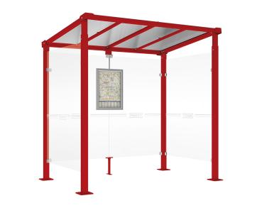 Wartehalle Milano Farbe:RAL 3004|Länge:Länge 2500 mm|Struktur:2 Seitenverkleidungen