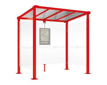 Wartehalle Milano Farbe:RAL 3020|Länge:Länge 2500 mm|Struktur:2 Seitenverkleidungen