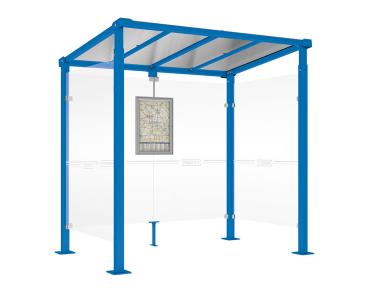 Wartehalle Milano Farbe:RAL 5010|Länge:Länge 2500 mm|Struktur:2 Seitenverkleidungen