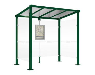 Wartehalle Milano Farbe:RAL 6005|Länge:Länge 2500 mm|Struktur:2 Seitenverkleidungen