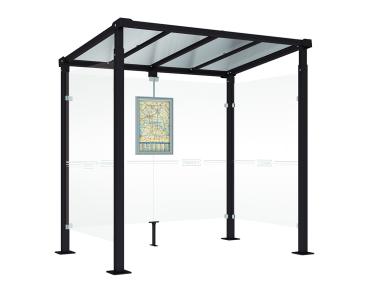 Wartehalle Milano Farbe:RAL 9005|Länge:Länge 2500 mm|Struktur:2 Seitenverkleidungen