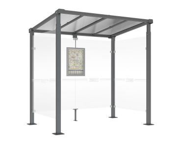 Wartehalle Milano Farbe:Procity grau|Länge:Länge 2500 mm|Struktur:2 Seitenverkleidungen