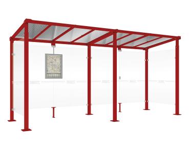 Wartehalle Milano Farbe:RAL 3004|Länge:Länge 5000 mm|Struktur:2 Seitenverkleidungen