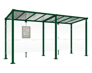 Wartehalle Milano Farbe:RAL 6005|Länge:Länge 5000 mm|Struktur:2 Seitenverkleidungen