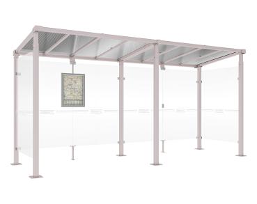 Wartehalle Milano Farbe:RAL 7044|Länge:Länge 5000 mm|Struktur:2 Seitenverkleidungen
