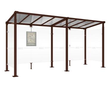 Wartehalle Milano Farbe:RAL 8017|Länge:Länge 5000 mm|Struktur:2 Seitenverkleidungen
