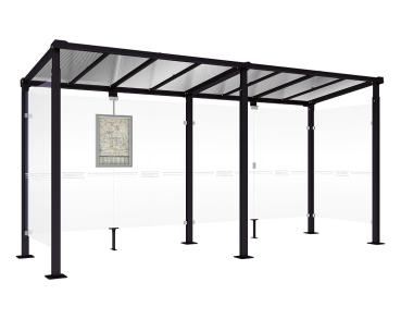 Wartehalle Milano Farbe:RAL 9005|Länge:Länge 5000 mm|Struktur:2 Seitenverkleidungen