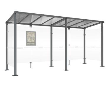 Wartehalle Milano Farbe:Procity grau|Länge:Länge 5000 mm|Struktur:2 Seitenverkleidungen