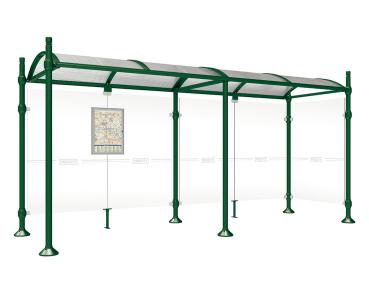 Wartehalle Province City Farbe:RAL 6005|Länge:5000 mm|Struktur:Mit einer Seitenverkleidung
