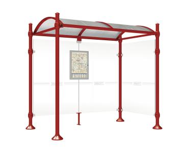 Wartehalle Province Agora Farbe:RAL 3004|Länge:2500 mm|Struktur:Mit einer Seitenverkleidung
