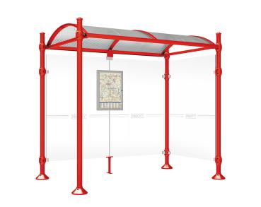 Wartehalle Province Agora Farbe:RAL 3020|Länge:2500 mm|Struktur:Mit einer Seitenverkleidung