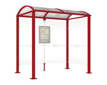 Wartehalle Malta Farbe:RAL 3004|Länge:2 500 mm|Struktur:Seitenverkleidung rechts