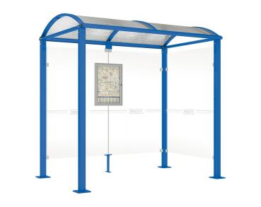 Wartehalle Malta Farbe:RAL 5010|Länge:2 500 mm|Struktur:Seitenverkleidung rechts