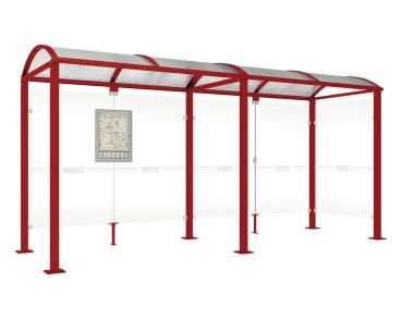 Wartehalle Malta Farbe:RAL 3004|Länge:5 000 mm|Struktur:Seitenverkleidung rechts