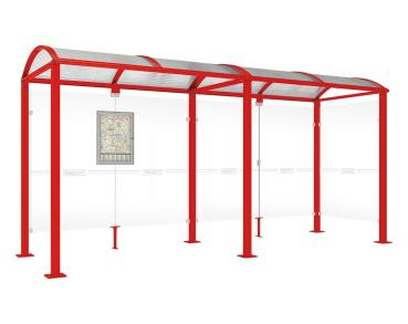 Wartehalle Malta Farbe:RAL 3020|Länge:5 000 mm|Struktur:Seitenverkleidung rechts