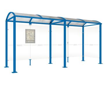 Wartehalle Malta Farbe:RAL 5010|Länge:5 000 mm|Struktur:Seitenverkleidung rechts