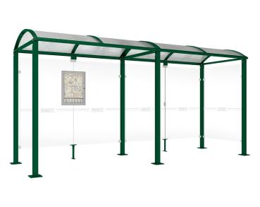 Wartehalle Malta Farbe:RAL 6005|Länge:5 000 mm|Struktur:Seitenverkleidung rechts