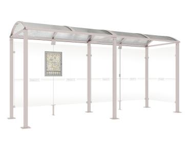 Wartehalle Malta Farbe:RAL 7044|Länge:5 000 mm|Struktur:Seitenverkleidung rechts