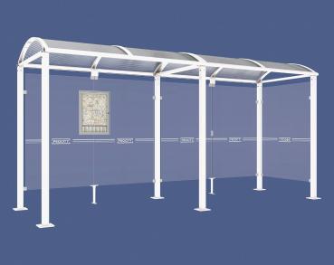 Wartehalle Malta Farbe:RAL 9010|Länge:5 000 mm|Struktur:Seitenverkleidung rechts