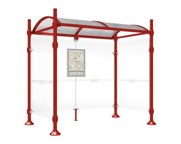 Wartehalle Province City Farbe:RAL 3004|Länge:2500 mm|Struktur:Mit 2 Seitenverkleidungen