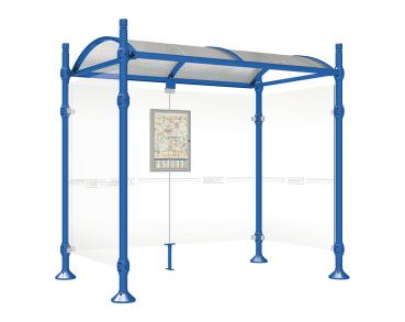 Wartehalle Province City Farbe:RAL 5010|Länge:2500 mm|Struktur:Mit 2 Seitenverkleidungen