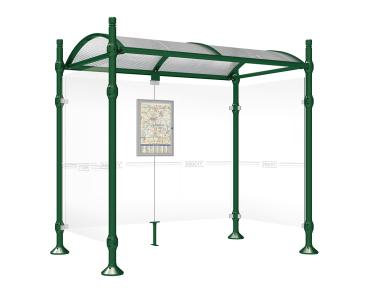 Wartehalle Province City Farbe:RAL 6005|Länge:2500 mm|Struktur:Mit 2 Seitenverkleidungen