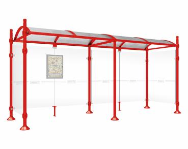 Wartehalle Province City Farbe:RAL 3020|Länge:5000 mm|Struktur:Mit 2 Seitenverkleidungen