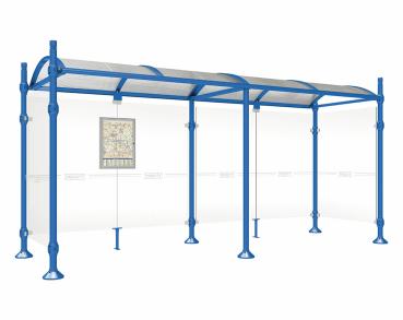 Wartehalle Province City Farbe:RAL 5010|Länge:5000 mm|Struktur:Mit 2 Seitenverkleidungen