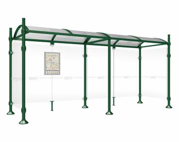Wartehalle Province City Farbe:RAL 6005|Länge:5000 mm|Struktur:Mit 2 Seitenverkleidungen