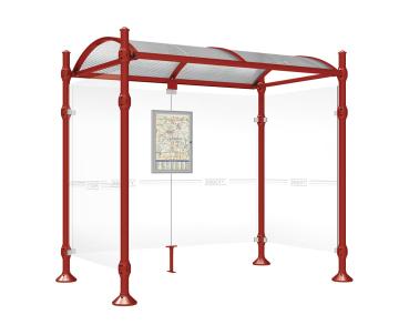Wartehalle Province Agora Farbe:RAL 3004|Länge:2500 mm|Struktur:Mit 2 Seitenverkleidungen