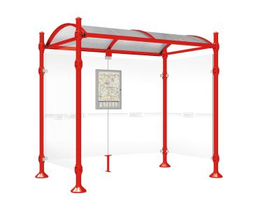 Wartehalle Province Agora Farbe:RAL 3020|Länge:2500 mm|Struktur:Mit 2 Seitenverkleidungen